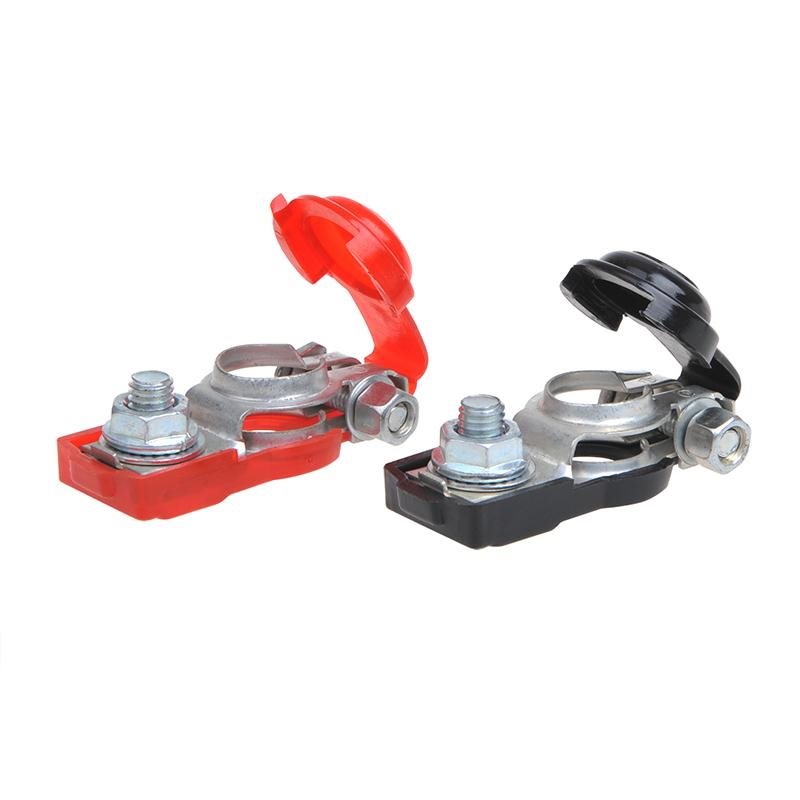 ACCUPOOLKLEMMEN SET (+) EN (-) MET KUNSTSTOF BESCHERMING ROOD/ZWART