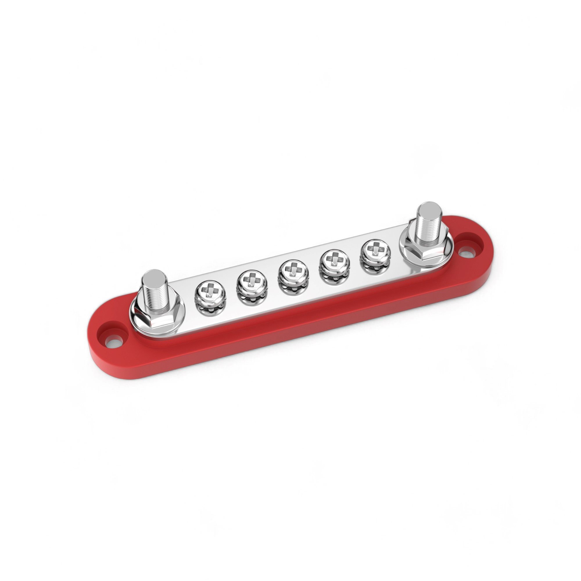 POWER DISTRIBUTIEBLOK 2X M6 + 5X SCHROEF + AFDEKKAP ROOD 12V-48V 100A