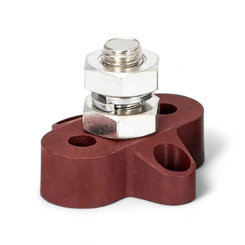 POWER DISTRIBUTIEBLOK T1 ENKEL ROOD 12V-48V 80A/150A M6