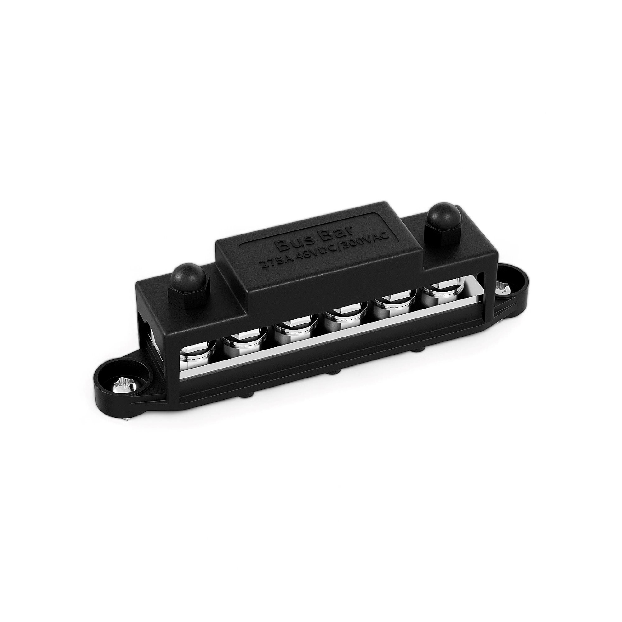 POWER DISTRIBUTIEBLOK 6X M8 + AFDEKKAP ZWART 12V-48V 275A