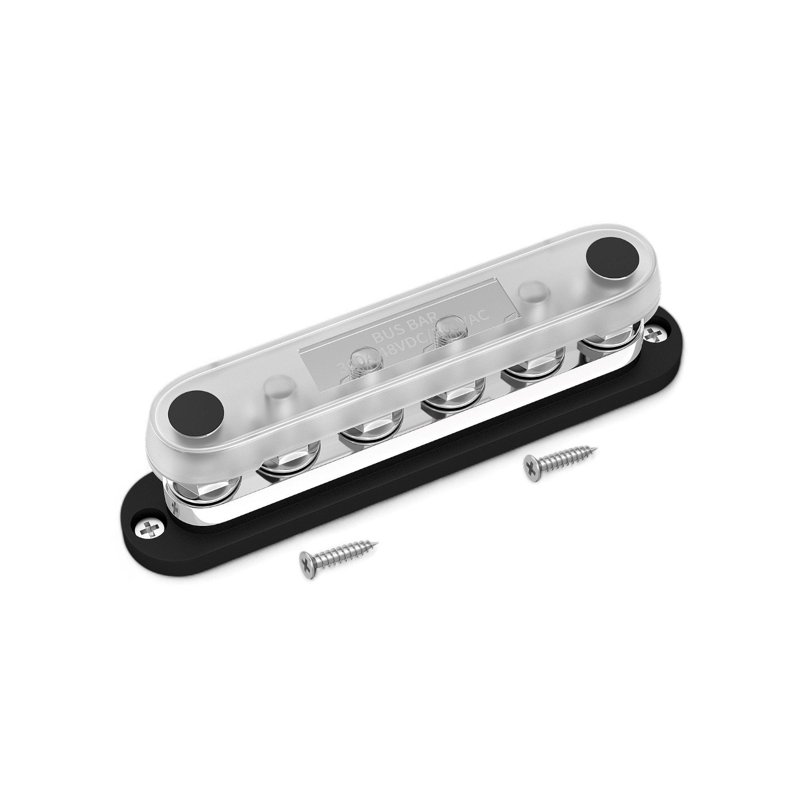 POWER DISTRIBUTIEBLOK 6X M10 + AFDEKKAP ZWART 12V-48V 300A