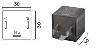 KNIPPERLICHT RELAIS 12V 2/4X21W 3-POLIG