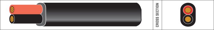 MEERADERIGE KABEL PVC 2X2,5MM2 PLAT ZWART (1M-30/ROL)
