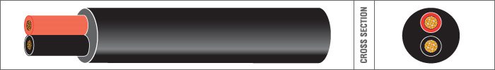 MEERADERIGE KABEL PVC 2X1,5MM2 ROND ZWART-WIT (1M-50/ROL)