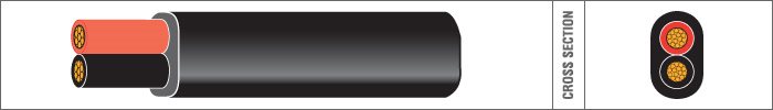 MEERADERIGE KABEL PVC 2X1,0MM2 PLAT ZWART (1M-50/ROL)