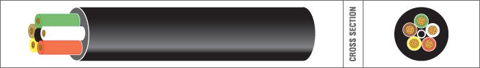 MEERADERIGE KABEL PVC 4X1MM2 ROND ZWART (1M-50/ROL)