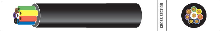 MEERADERIGE KABEL PVC 8X1,5MM2 (7X1,0 + 1X2,0) ROND ZWART (1M-50/ROL)