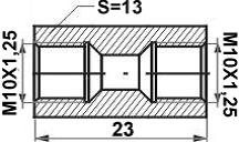 DOORVERBINDER M10X1,25-M10X1,25 LENGTE=23 SW13 2