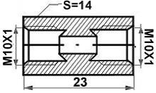 DOORVERBINDER M10X1-M10X1 LENGTE=23 SW14 2