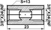 DOORVERBINDER 3/8UNF-38/UNF LENGTE=23 SW13 2
