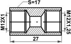 DOORVERBINDER M12X1-M12X1,25 LENGTE=27 SW17 2