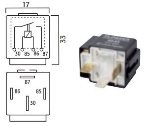 MINI CONTACT MAAK RELAIS 12V 30A MET ZEKERING 4-POLIG