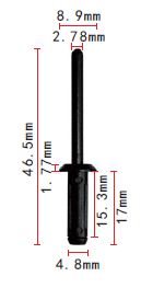 BLIND KLINKNAGEL KUNSTSTOF ZWART CHRYSLER OE: 6004212, 204655395 2