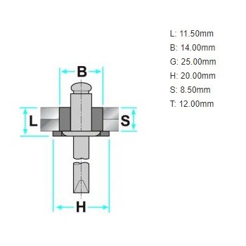 CLIP PSA OE: 6973A4 BLIND KLINKNAGEL ALU/ALU 7,5X28 2