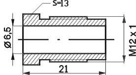 REMNIPPEL M12X1X21MM SW13 ø6,5MM 2