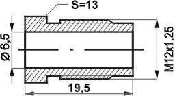 REMNIPPEL M12X1,25X19,5MM SW13 ø6,5MM 2