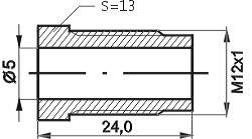 REMNIPPEL M12X1X24MM SW13 ø5MM 2