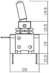 TUIMELSCHAKELAAR HEAVY DUTY ON/OFF METAAL ZILVEREN CONTACTEN 12V 20A, LED ROOD 12V 2