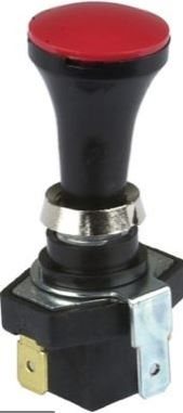 DRUK EN TREK SCHAKELAAR KORT, ROOD 12V 10A, 12V LAMP