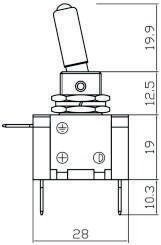 TUIMELSCHAKELAAR HEAVY DUTY ON/OFF METAAL ZILVEREN CONTACTEN 12V 25A, LED BLAUW 12V 2
