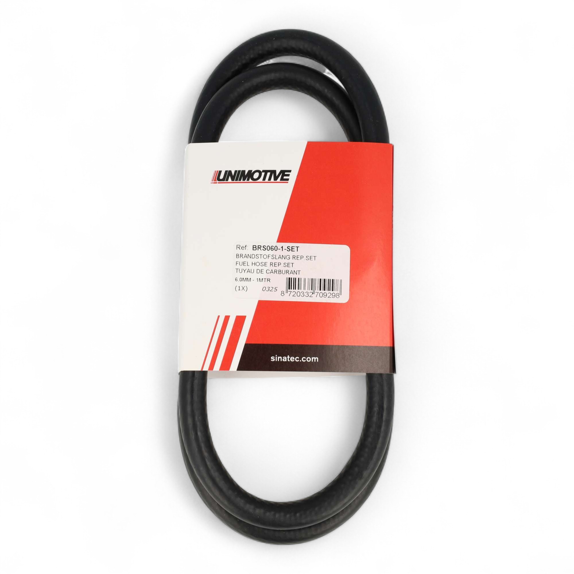 BRANDSTOFSLANG 6MM (1MTR) INCLUSIEF KLEMMEN EN VERBINDER (SET)