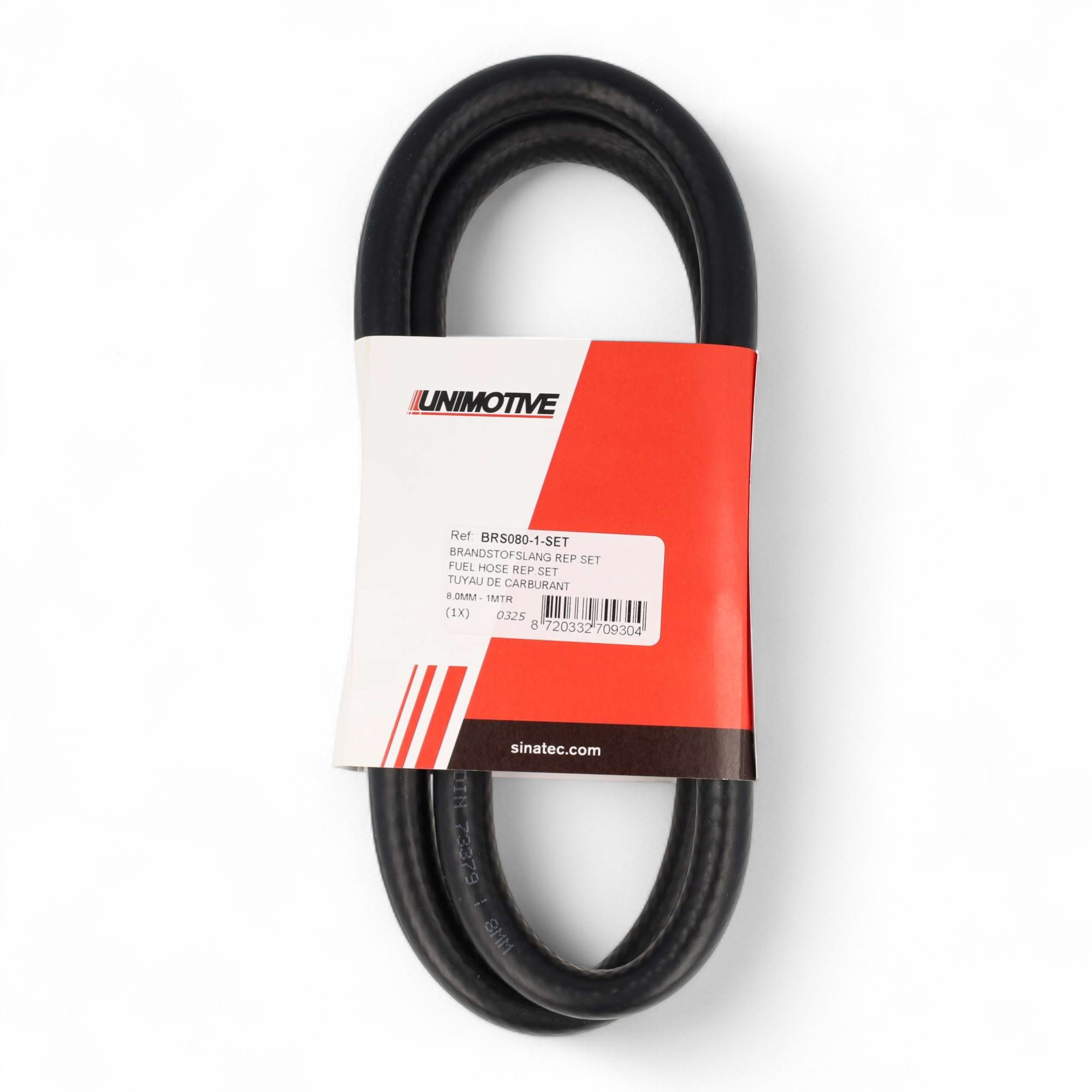 BRANDSTOFSLANG 8MM (1MTR) INCLUSIEF KLEMMEN EN VERBINDER (SET)
