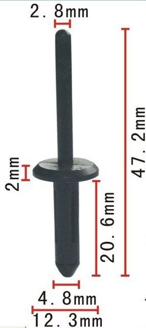 BLIND KLINKNAGEL KUNSTSTOF ZWART OPEL OE: 1758535570C, 6503800 3