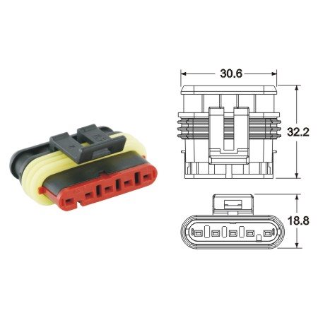 AMP SUPERSEAL (#1,5) 5-PINS VROUW 5