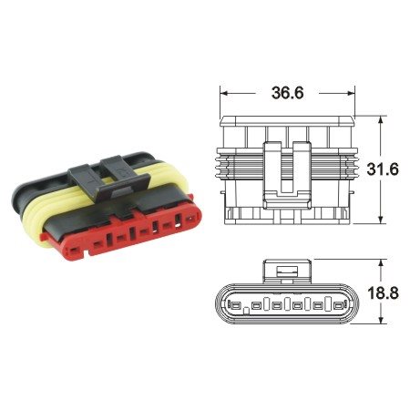 AMP SUPERSEAL (#1,5) 6-PINS VROUW 4