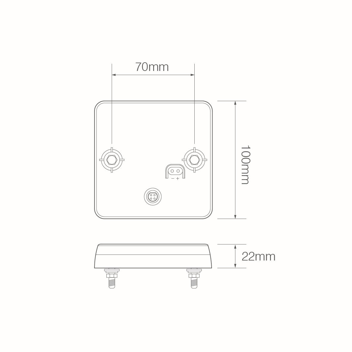 ACHTERLICHT 12/24V 4 FUNCTIES 100X100MM LED 4