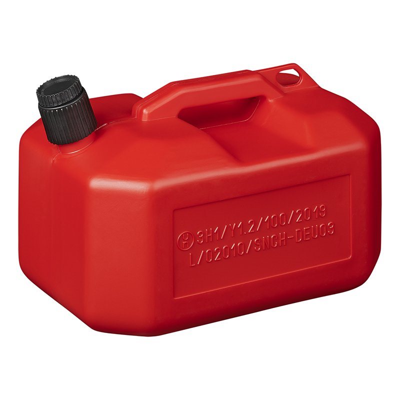 JERRYCAN KUNSTSTOF UN-GEKEURD ROOD 10 LITER LAAG MODEL