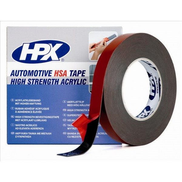 HPX DUBBELZIJDIGE HSA BEVESTIGINGSTAPE - ANTRACIET 19MMX10M