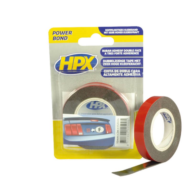 HPX DUBBELZIJDIGE HSA BEVESTIGINGSTAPE - ANTRACIET 12MMX2M