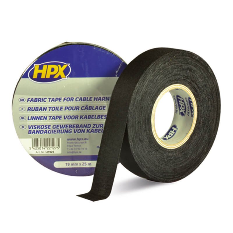 HPX LINNEN TAPE VOOR KABELBESCHERMING - ZWART 19MMX25M