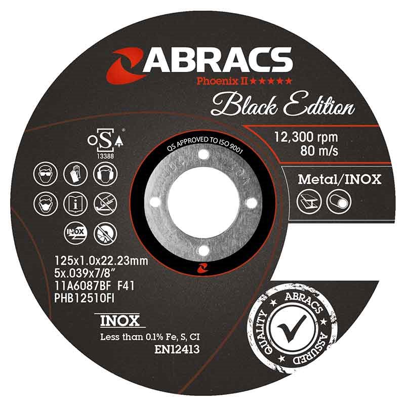 ABRACS "BLACK EDITION" 115 MM X 1,0 MM X 22 MM INOX (TIN)