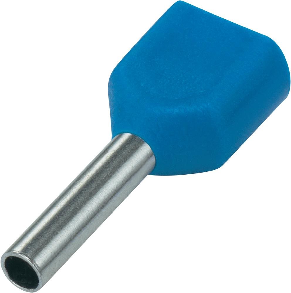ADEREINDHULS DUBBEL BLAUW 2X 0,75MM² LENGTE=8