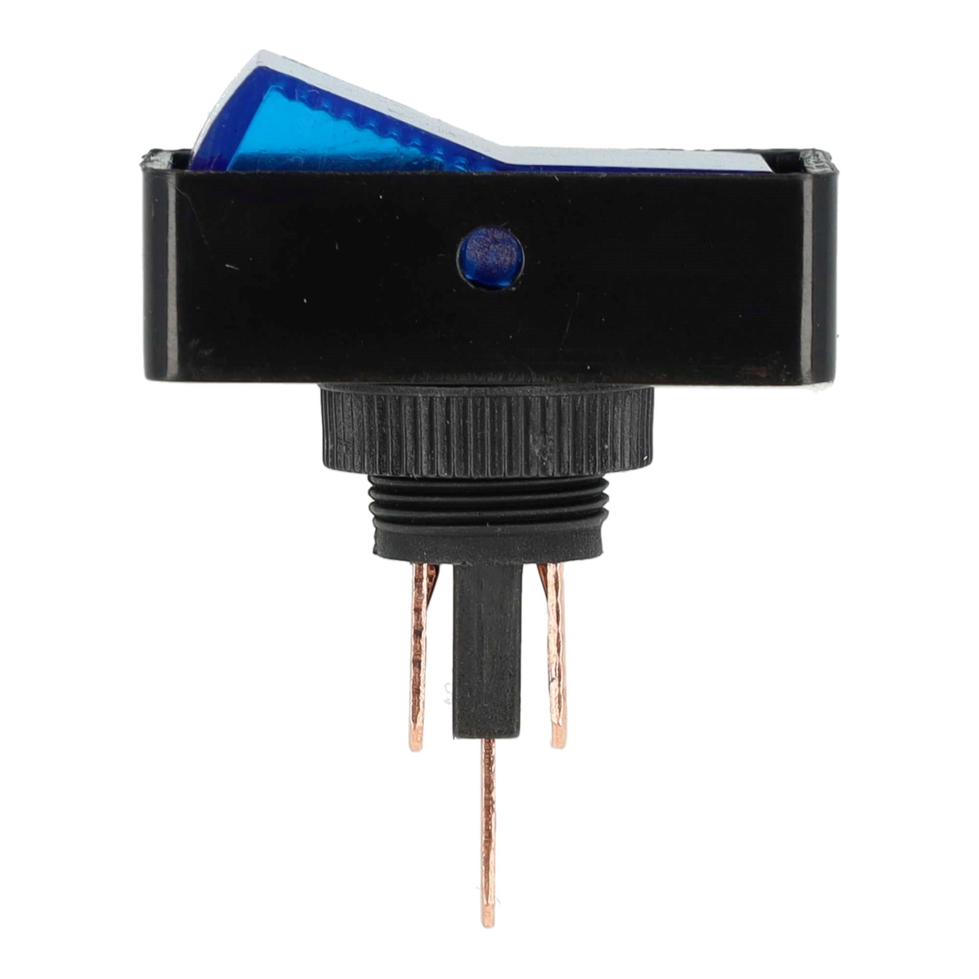 WIPSCHAKELAAR ON/OFF RECHTHOEKIG, ROND GAT BLAUW 16A 12V, 12V LAMP 2