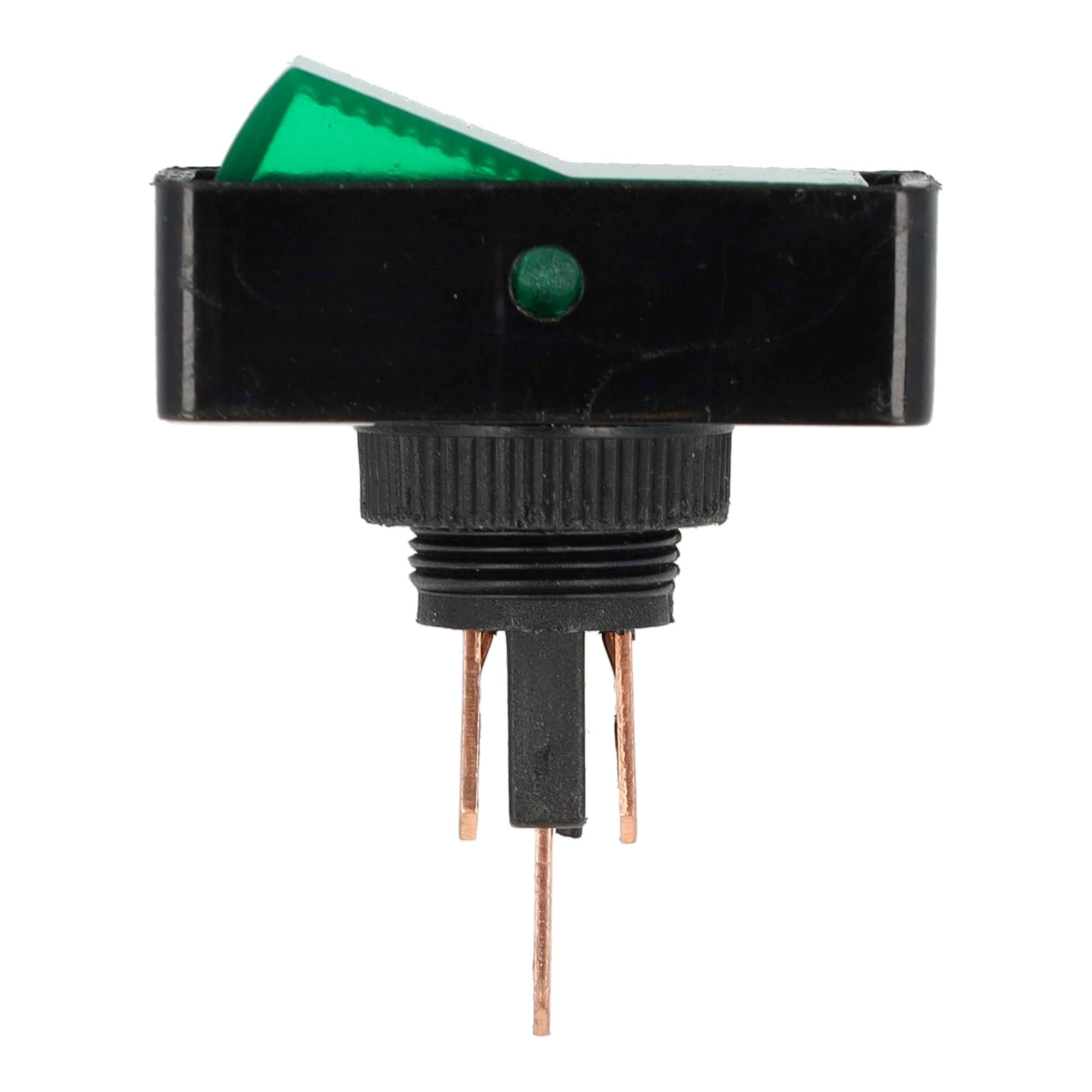 WIPSCHAKELAAR ON/OFF RECHTHOEKIG, ROND GAT GROEN 16A 12V, 12V LAMP 2