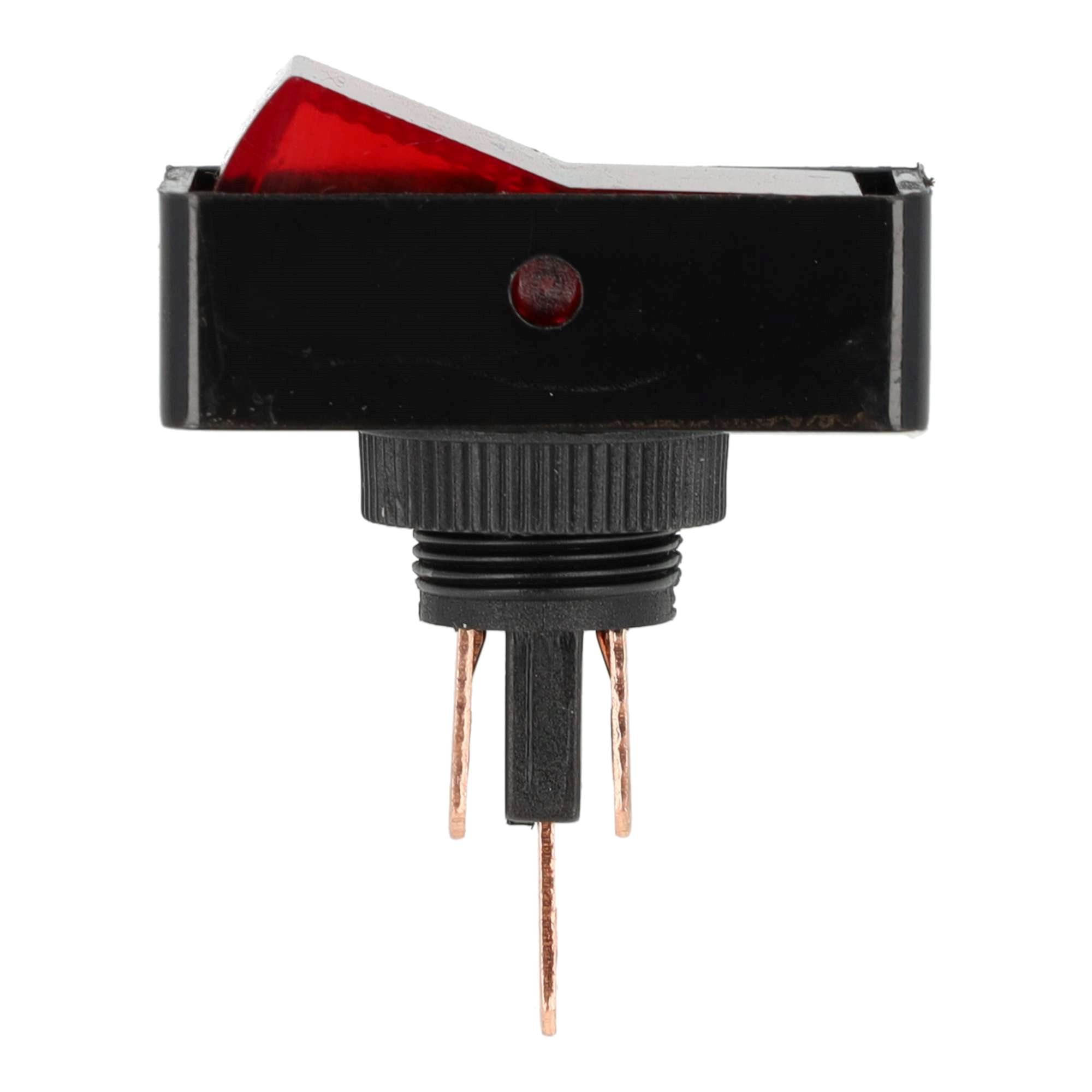 WIPSCHAKELAAR ON/OFF RECHTHOEKIG, ROND GAT ROOD 16A 12V, 12V LAMP 2