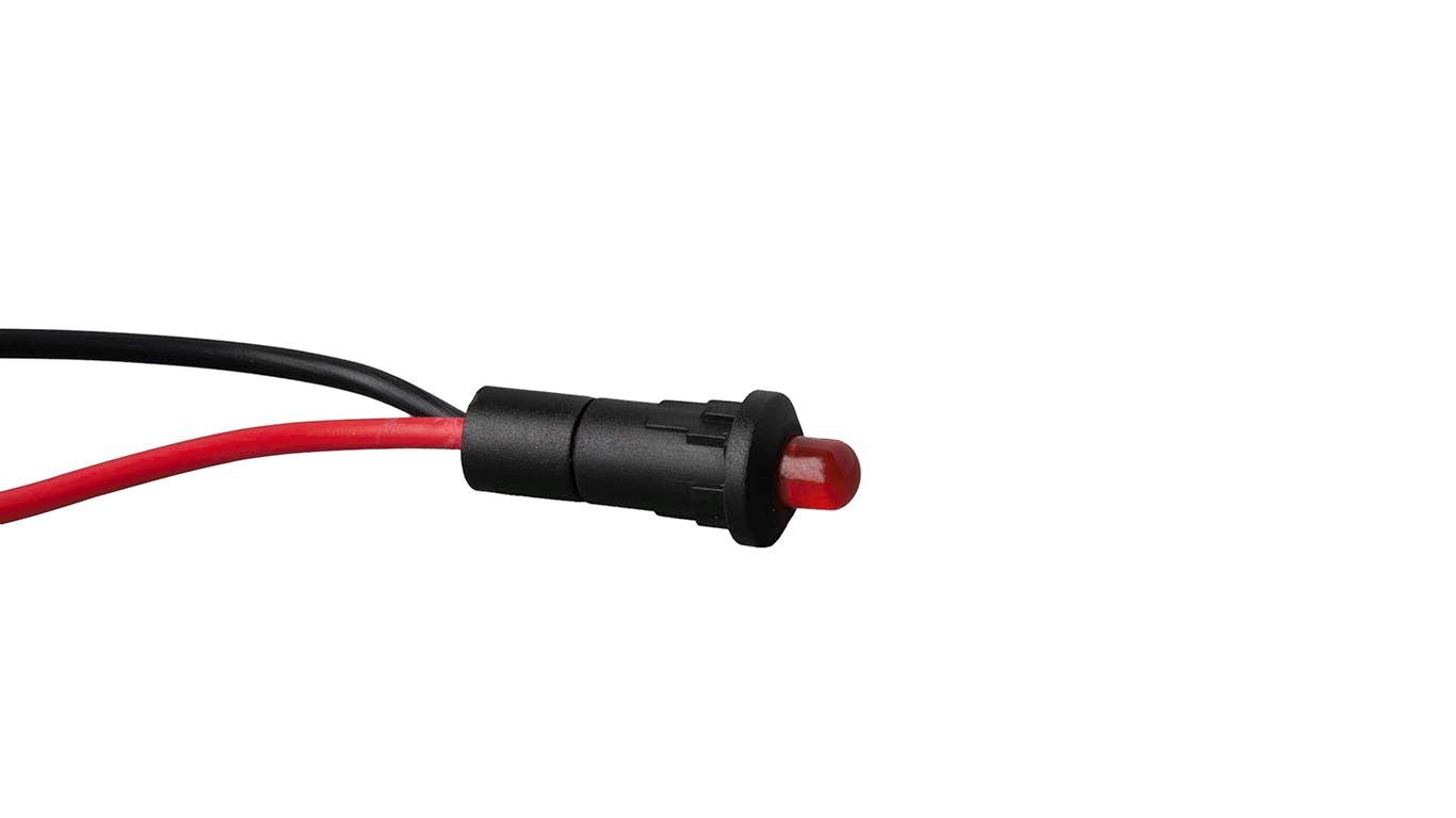 CONTROLE LICHT FEL ROOD KNIPPERENDE LED-INDICATOR MET DRAAD 12V
