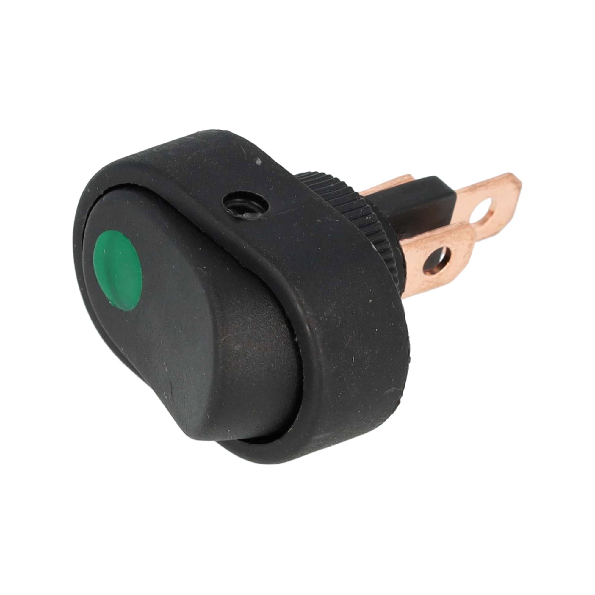 WIPSCHAKELAAR ON/OFF OVAAL GROEN 12V 16A, 12V LAMP