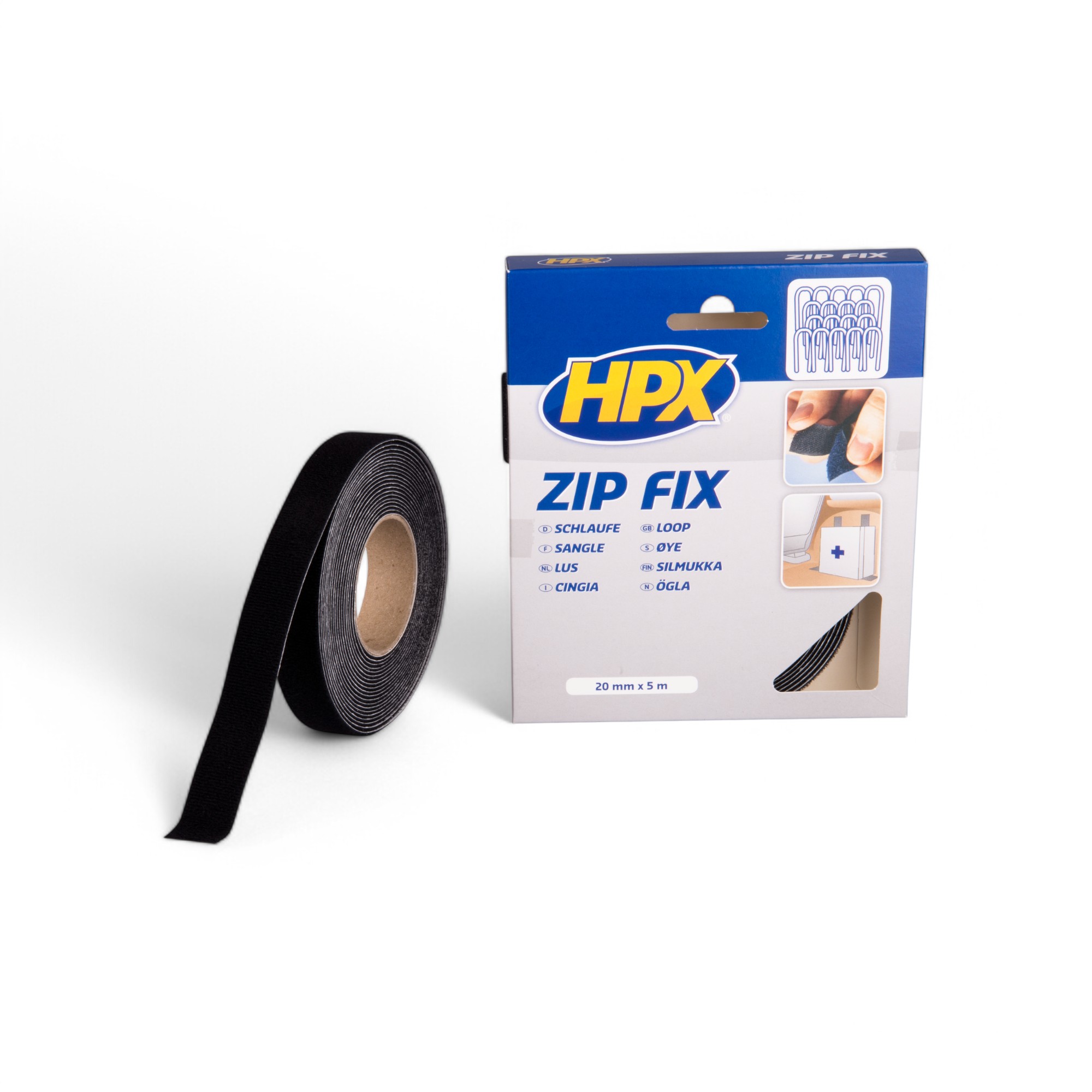 HPX ZIP FIX KLITTENBAND (LUS) - ZWART 20MMX5M