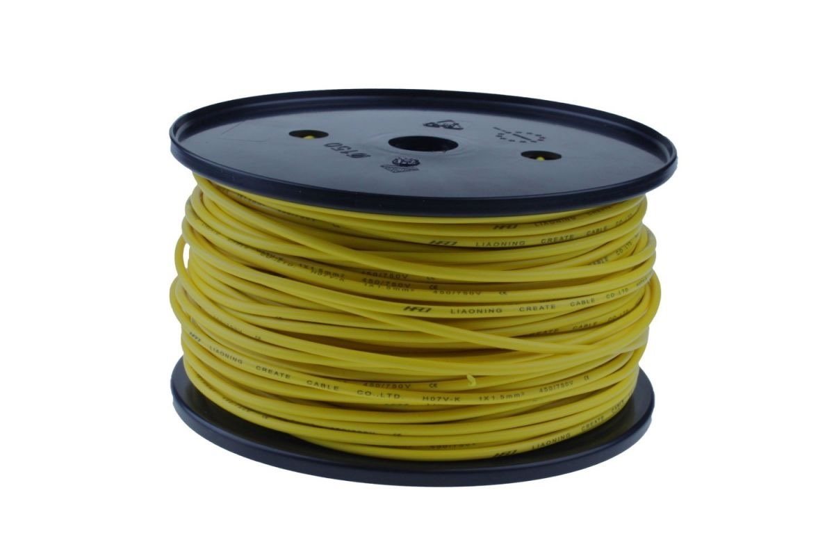 ENKELADERIGE KABEL PVC 4,5MM2 GEEL (1M-30/ROL)