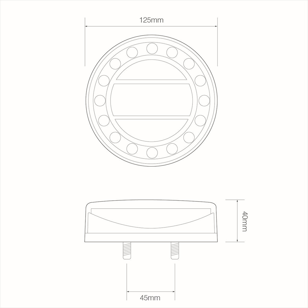 ACHTERLICHT 12/24V 4 FUNCTIES 125MM LED 4