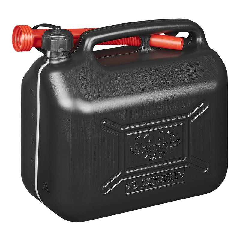 JERRYCAN KUNSTSTOF UN-GEKEURD ZWART 10 LITER