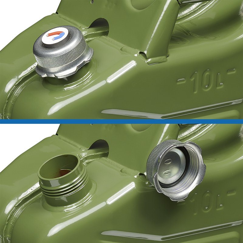 JERRYCAN METAAL GROEN MET MAGNETISCHE SCHROEFDOP UN- & TÜV/GS-GEKEURD 10 LITER 3