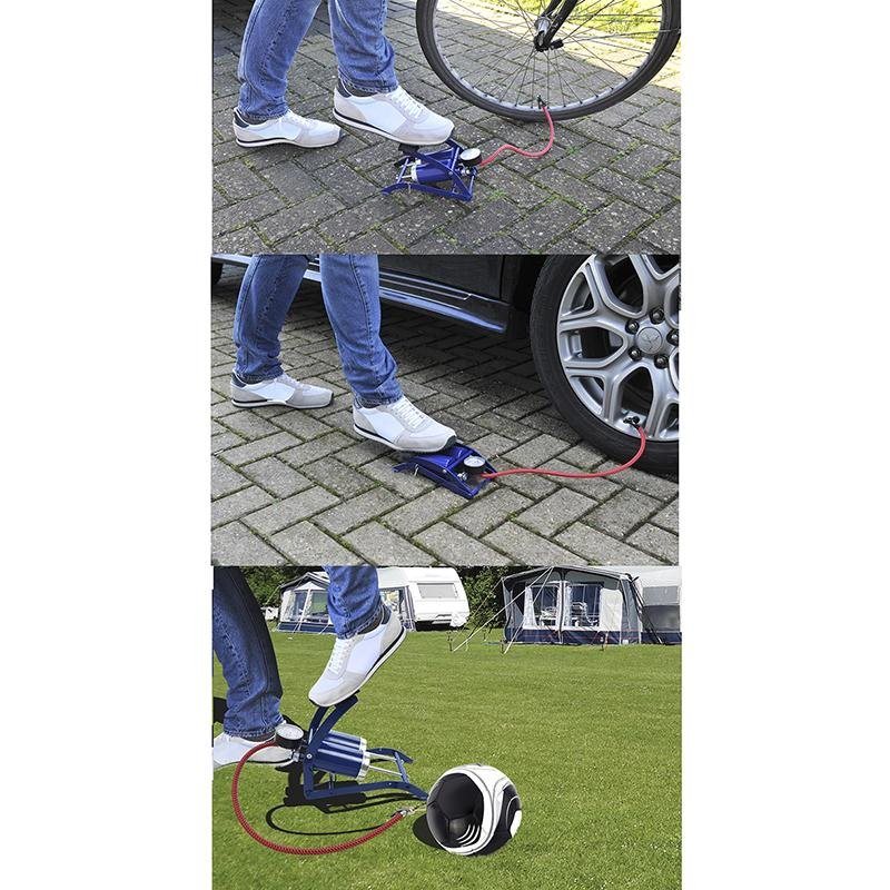 POMPE À PIED DOUBLE CYLINDRE AVEC MANOMÈTRE MAX 7BAR/100PSI 5