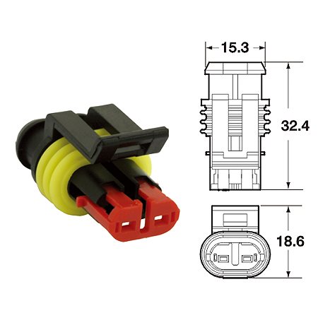 AMP SUPERSEAL (#1,5) 2-PINS VROUW 4