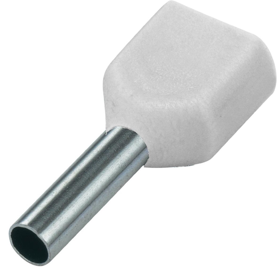 ADEREINDHULS DUBBEL WIT 2X 0,75MM² LENGTE=8