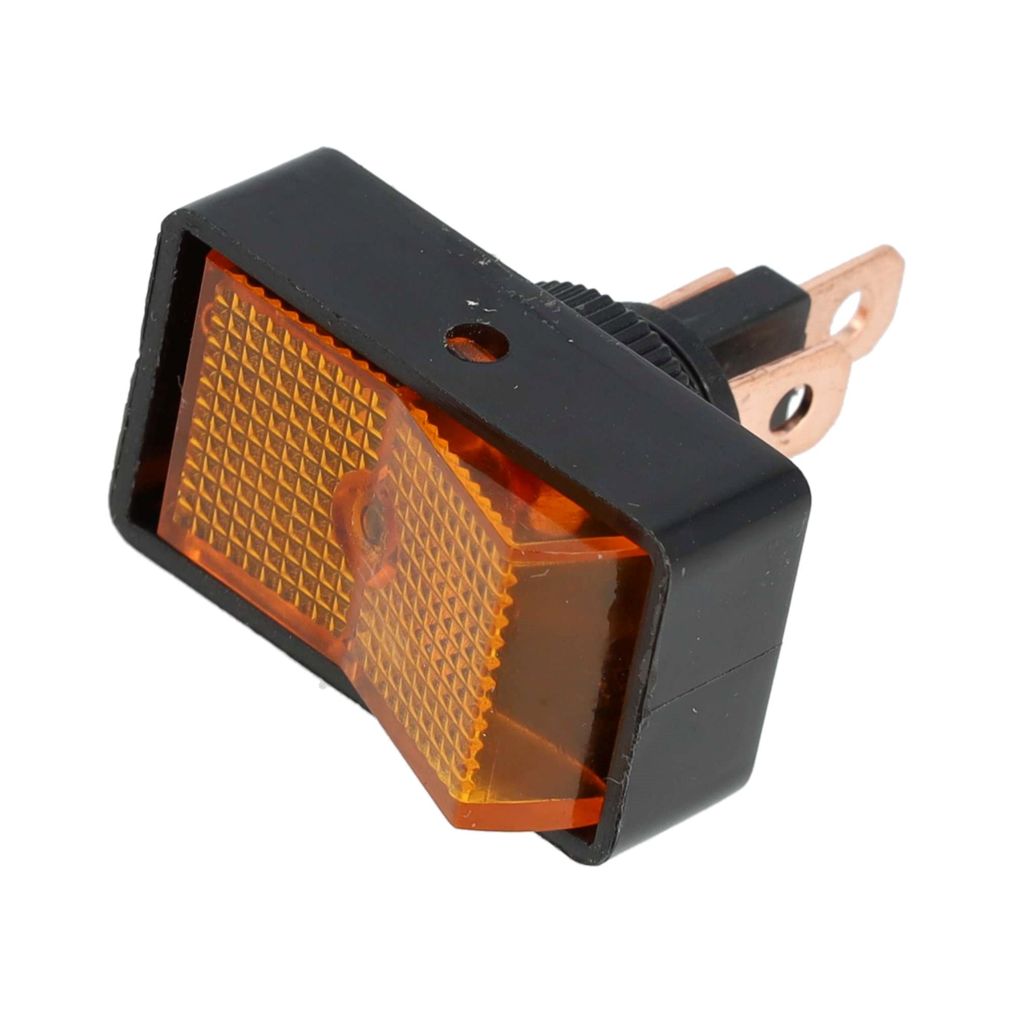 WIPSCHAKELAAR ON/OFF RECHTHOEKIG, ROND GAT AMBER/ORANJE 16A 12V, 12V LAMP